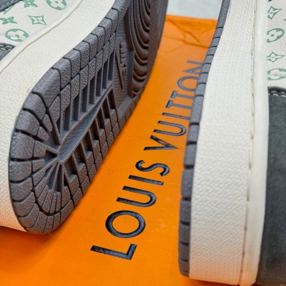 Louis Vuitton x Nike Air Jordan 1 Low “Green Monogram Suede” (Custom)