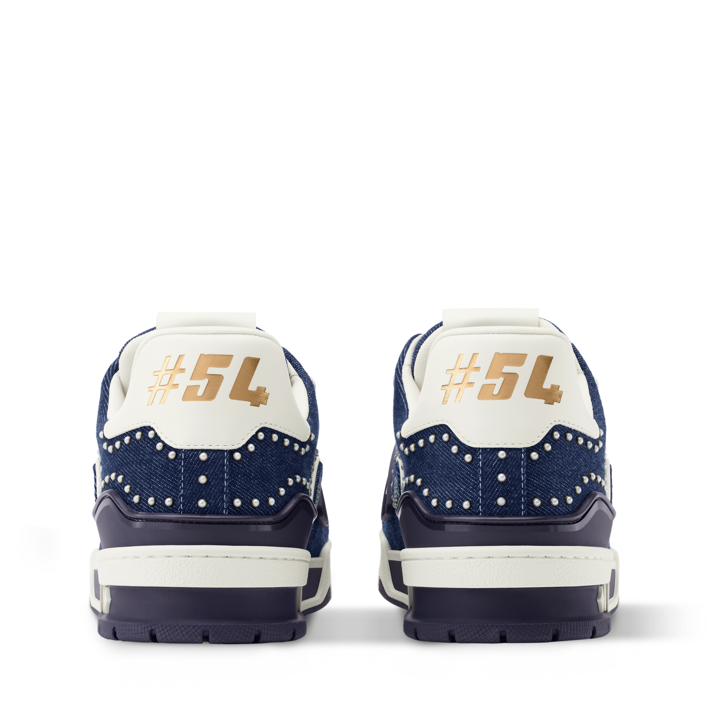 Louis Vuitton LV Trainer Indigo Blue Denim Sneakers with Swarovski™ Pearls