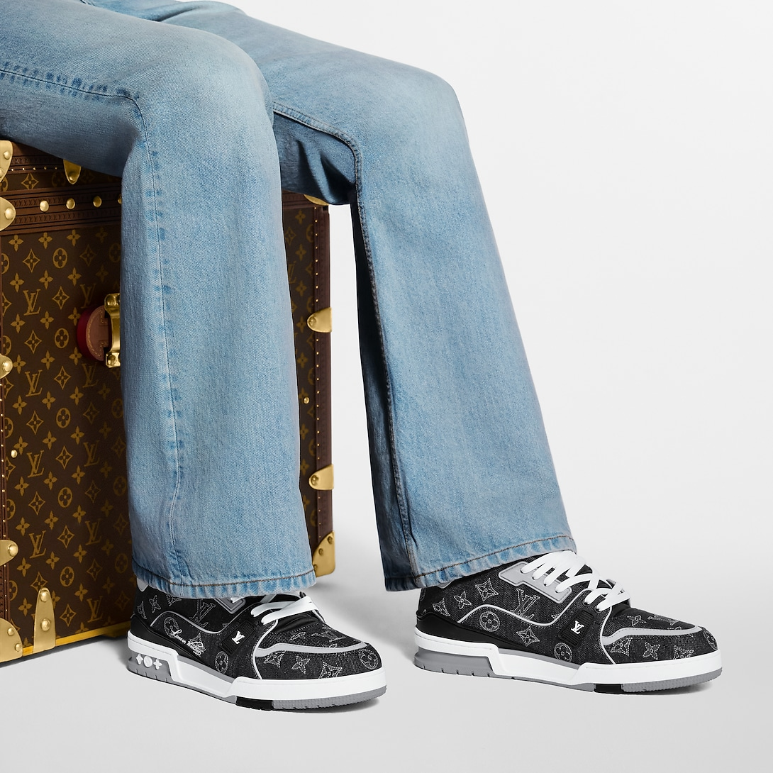Louis Vuitton LV Trainer Sneaker Black Denim & Calf Leather
