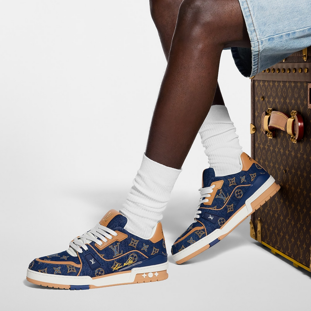 Louis Vuitton LV Trainer Sneaker Blue Denim & Calf Leather