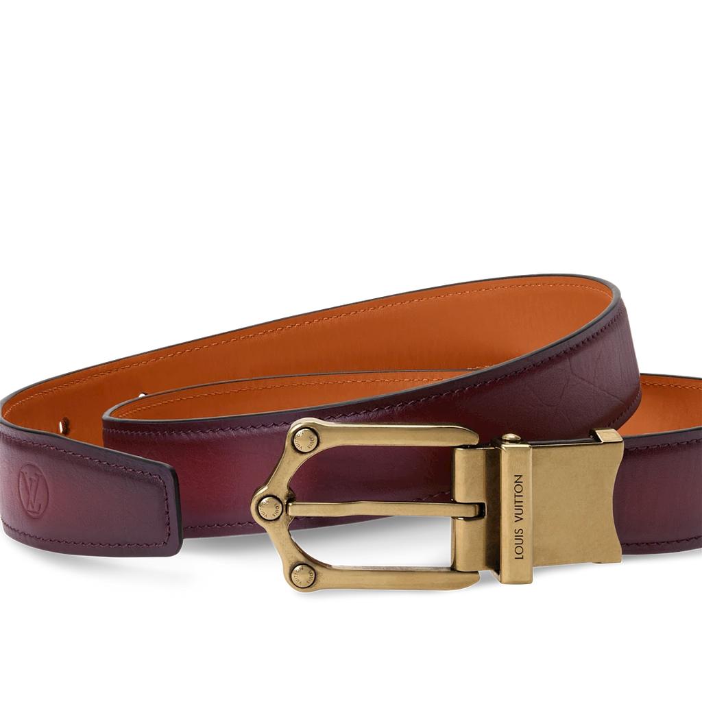 LV FROG PATINATED 30mm double-sided belt Bordeaux