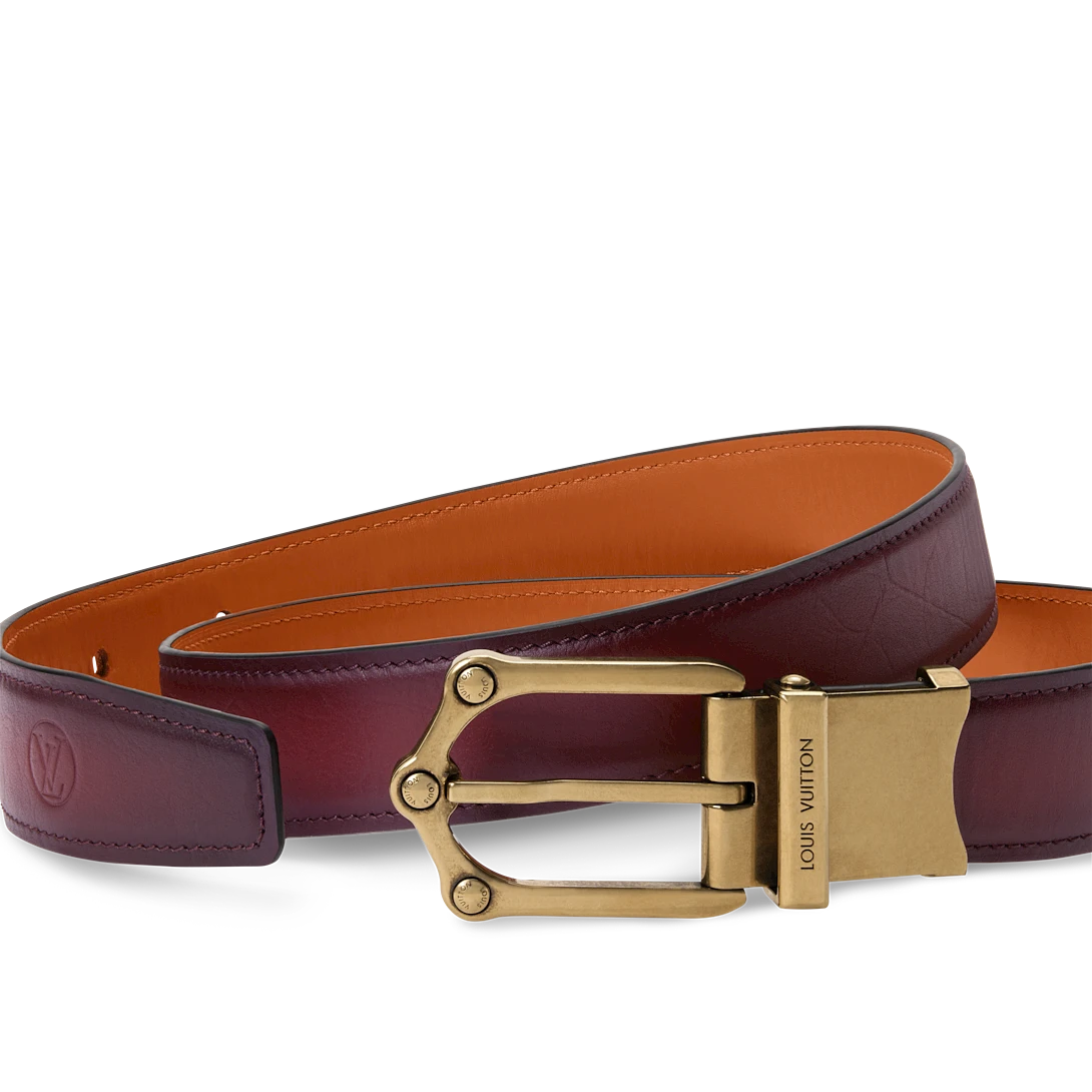 LV FROG PATINATED 30mm double-sided belt Bordeaux