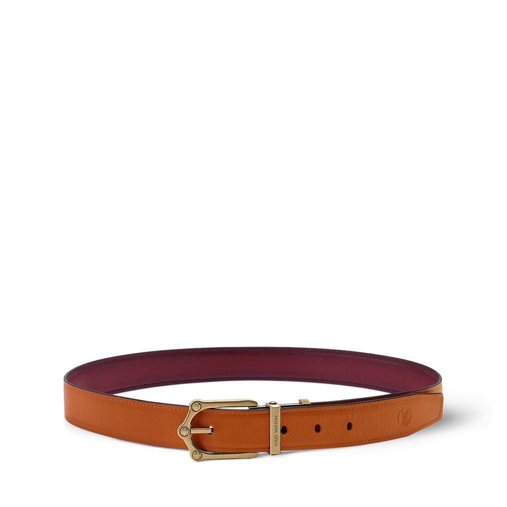 LV FROG PATINATED 30mm double-sided belt Bordeaux