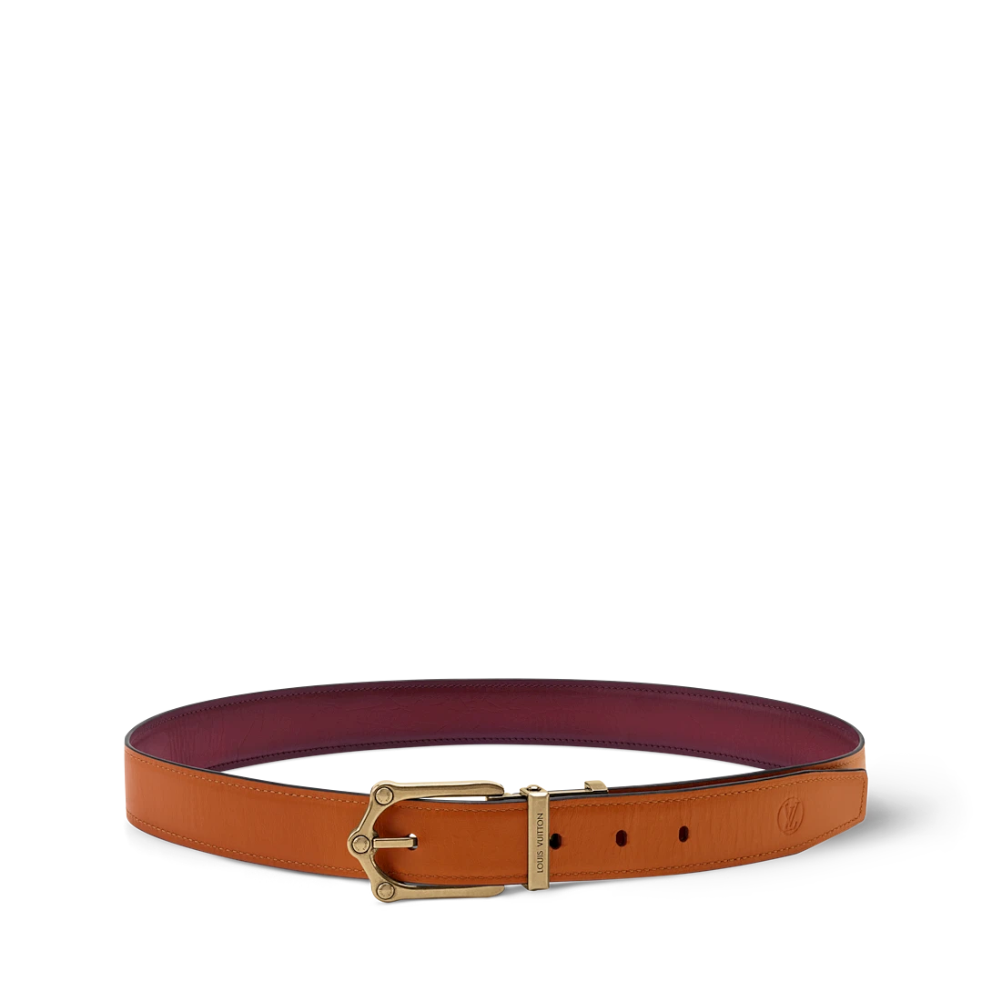 LV FROG PATINATED 30mm double-sided belt Bordeaux