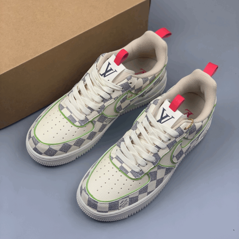 Louis Vuitton x Nike Air Force 1 – Damier Green Outline