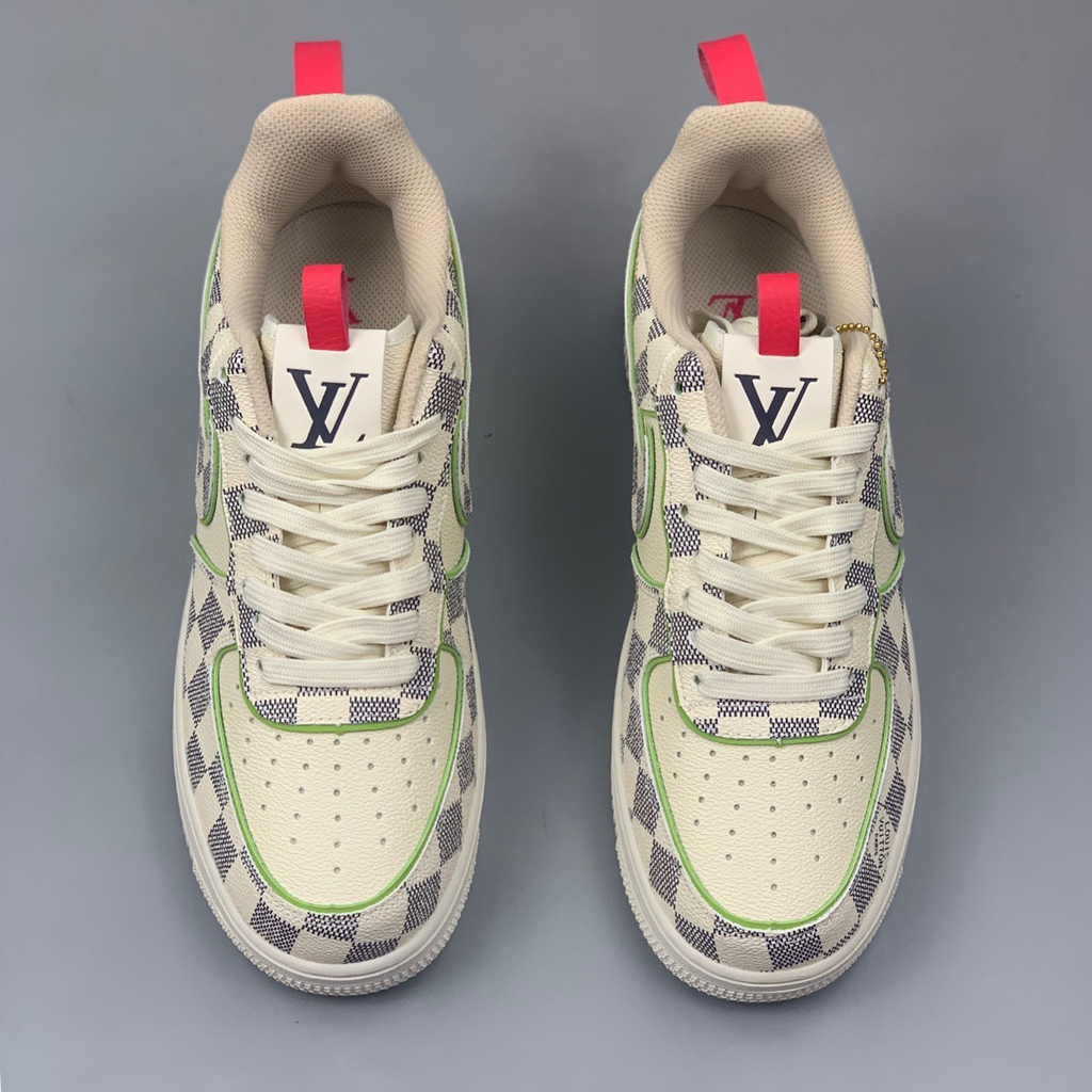 Louis Vuitton x Nike Air Force 1 – Damier Green Outline