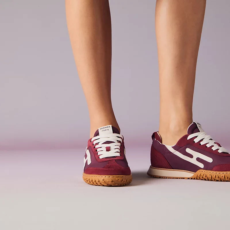 Hermès Jet sneaker Rose Lie De Vin blanc