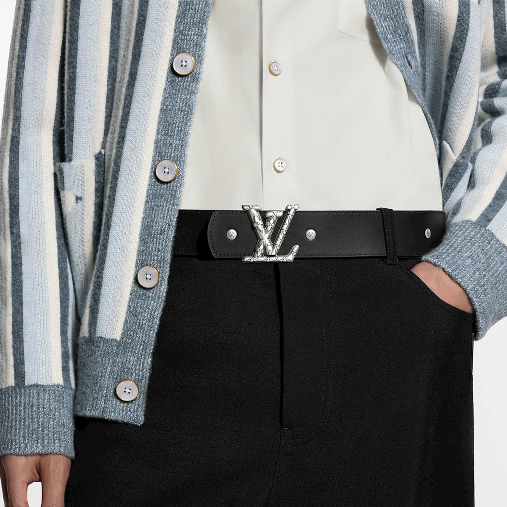 LV DIMENSION DRIFT FLOWER STUDS 40mm double-sided belt Black