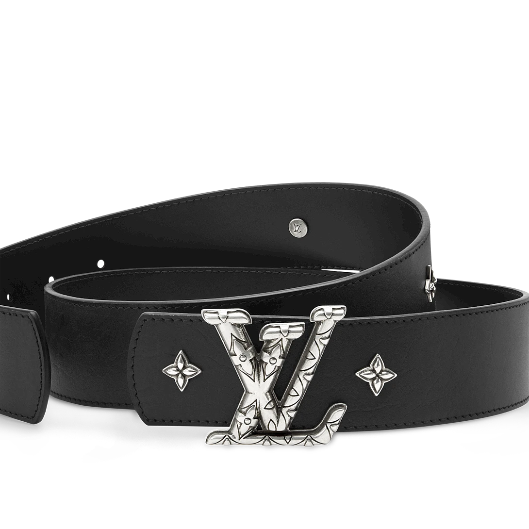 LV DIMENSION DRIFT FLOWER STUDS 40mm double-sided belt Black