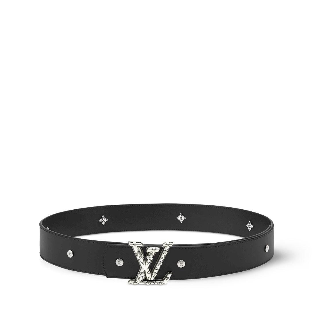 LV DIMENSION DRIFT FLOWER STUDS 40mm double-sided belt Black