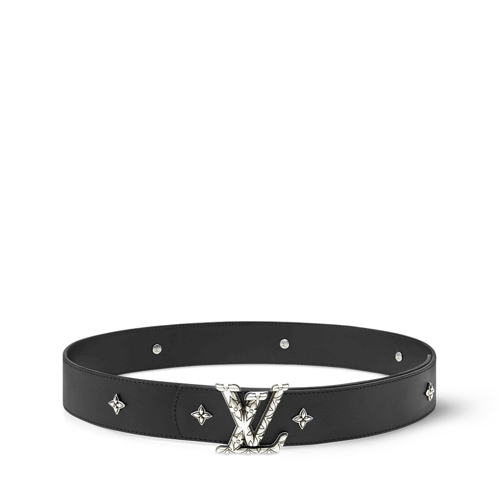 LV DIMENSION DRIFT FLOWER STUDS 40mm double-sided belt Black
