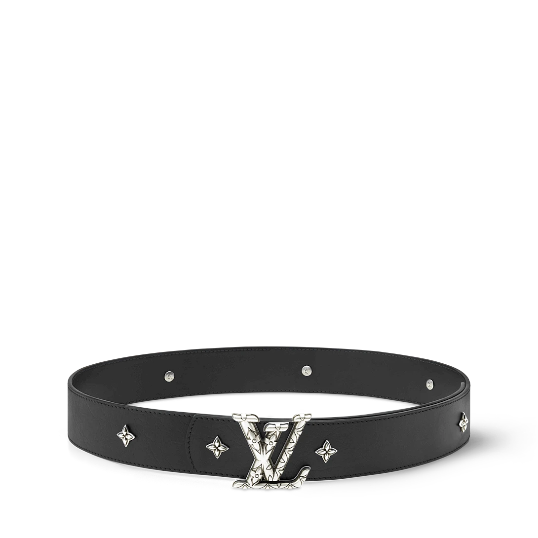 LV DIMENSION DRIFT FLOWER STUDS 40mm double-sided belt Black