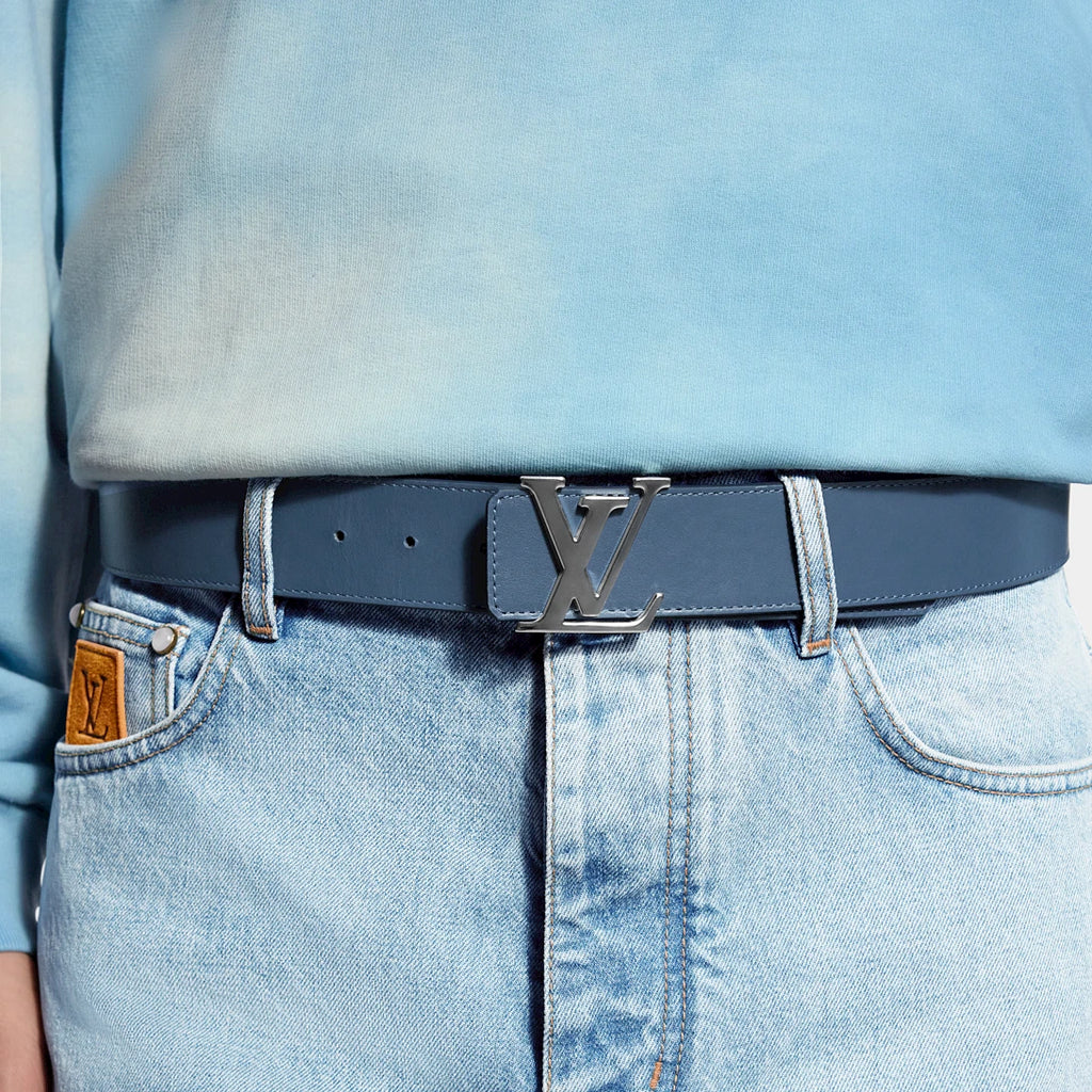 LV INITIALES MONOGRAM PIGMENT 40mm double-sided belt Blue