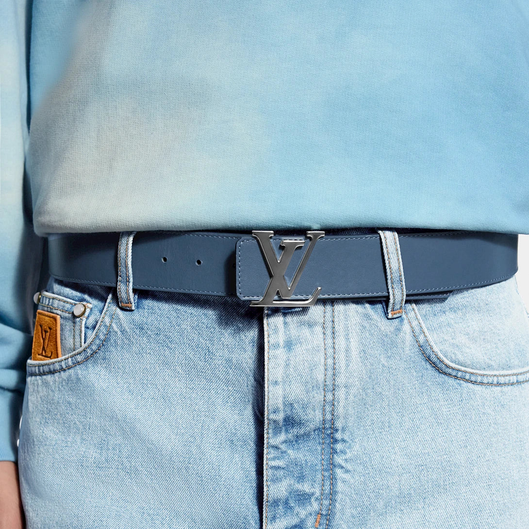 LV INITIALES MONOGRAM PIGMENT 40mm double-sided belt Blue