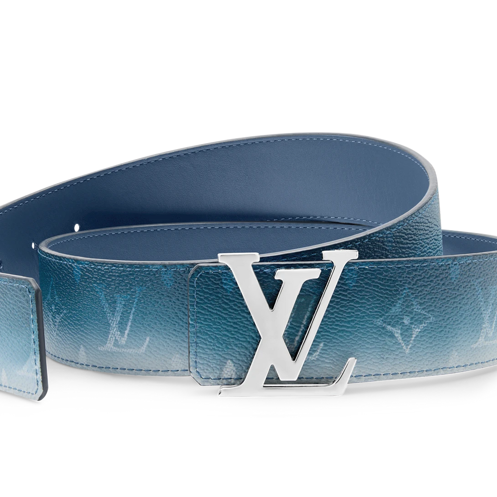 LV INITIALES MONOGRAM PIGMENT 40mm double-sided belt Blue