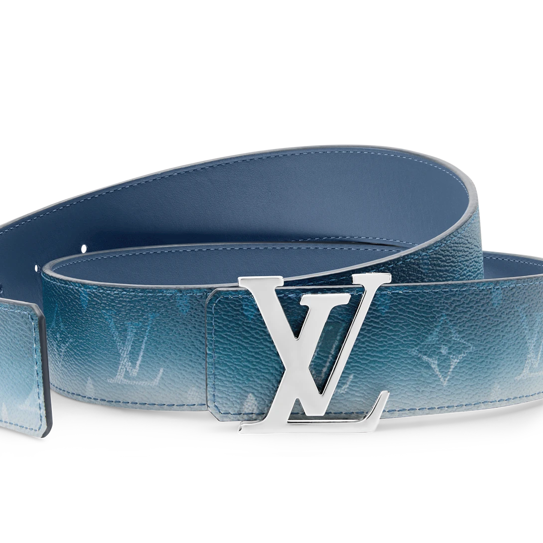 LV INITIALES MONOGRAM PIGMENT 40mm double-sided belt Blue