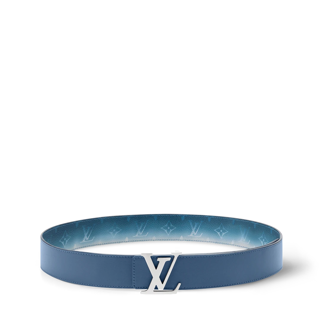 LV INITIALES MONOGRAM PIGMENT 40mm double-sided belt Blue