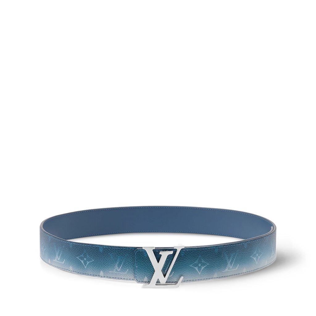 LV INITIALES MONOGRAM PIGMENT 40mm double-sided belt Blue
