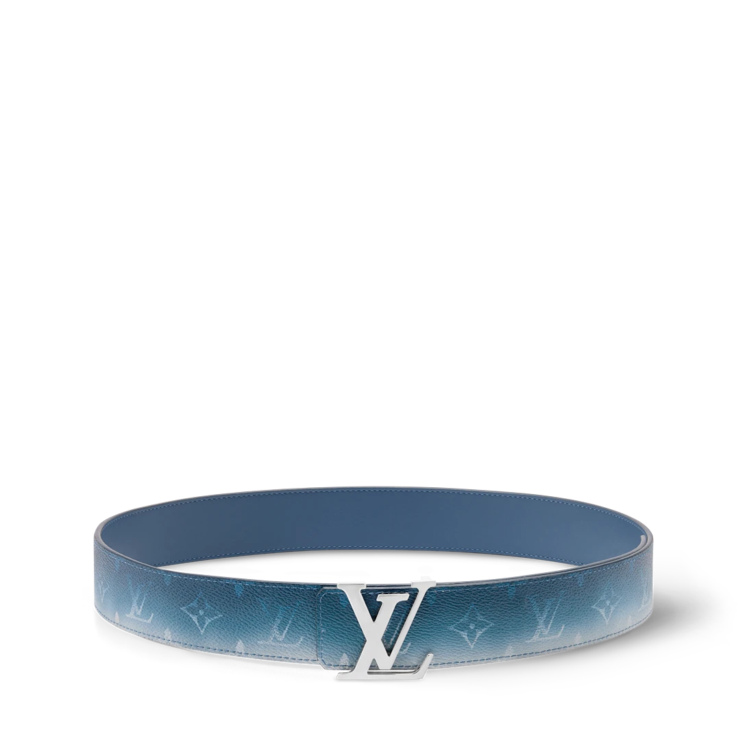 LV INITIALES MONOGRAM PIGMENT 40mm double-sided belt Blue
