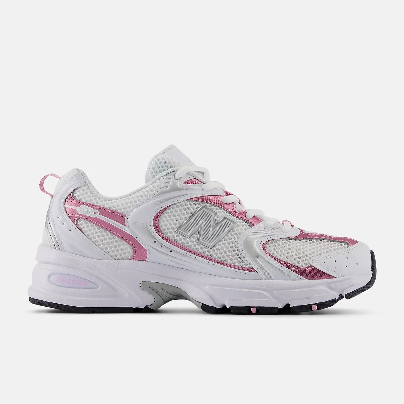New Balance 530 WHITE with PINK SUGAR and Silver Metallic