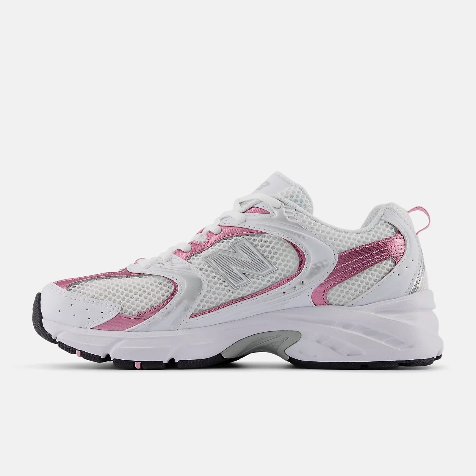 New Balance 530 WHITE with PINK SUGAR and Silver Metallic