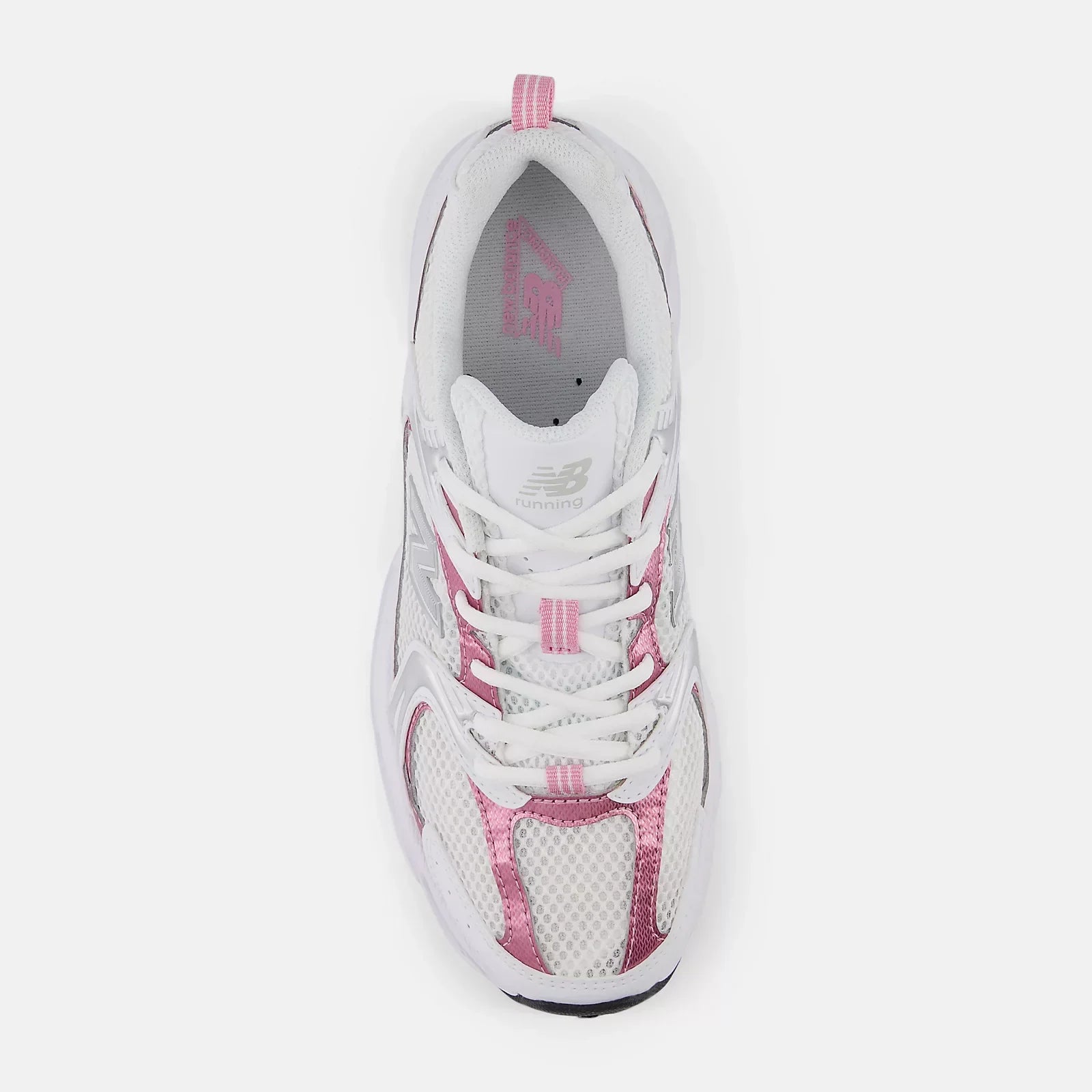 New Balance 530 WHITE with PINK SUGAR and Silver Metallic